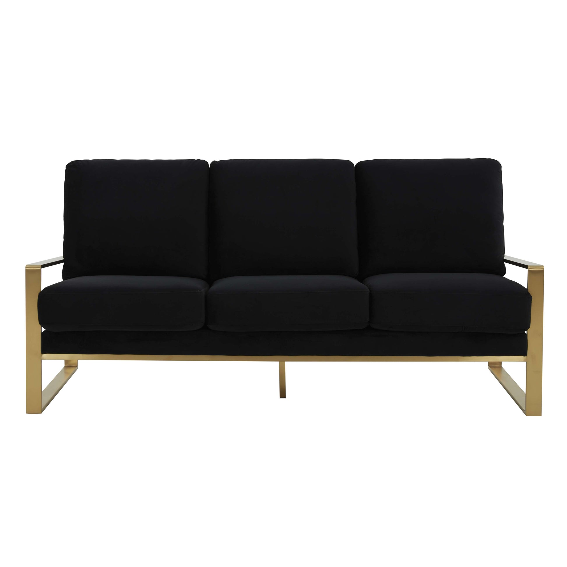 LeisureMod Jefferson Contemporary Modern Design Velvet Sofa With Gold Frame. | Sofas | Modishstore - 12