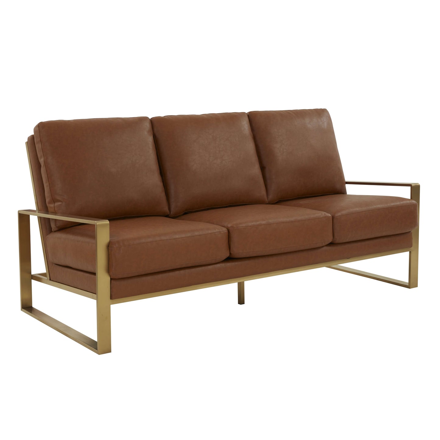 LeisureMod Jefferson Modern Design Leather Sofa With Gold Frame | Sofas | Modishstore - 9