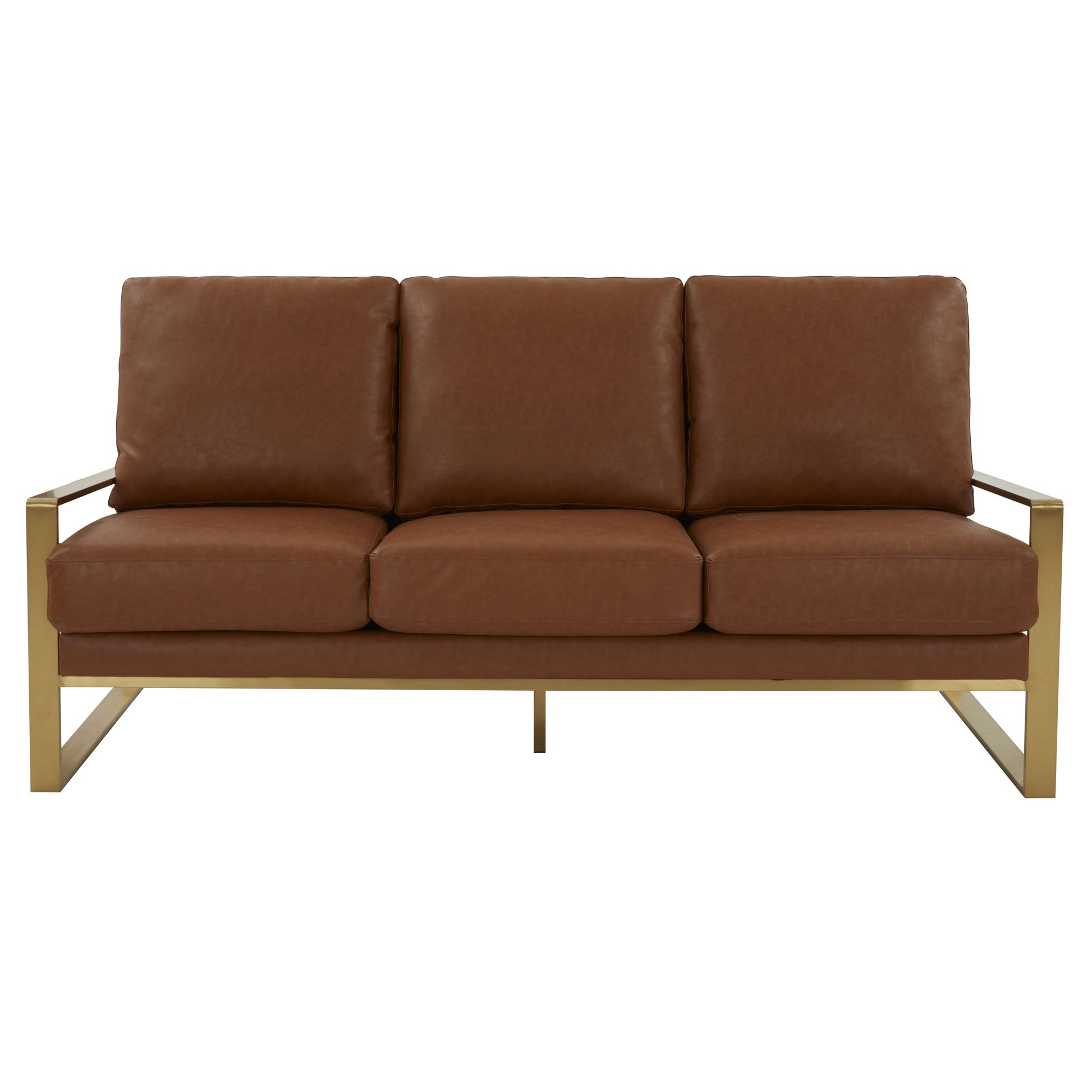 LeisureMod Jefferson Modern Design Leather Sofa With Gold Frame | Sofas | Modishstore - 13