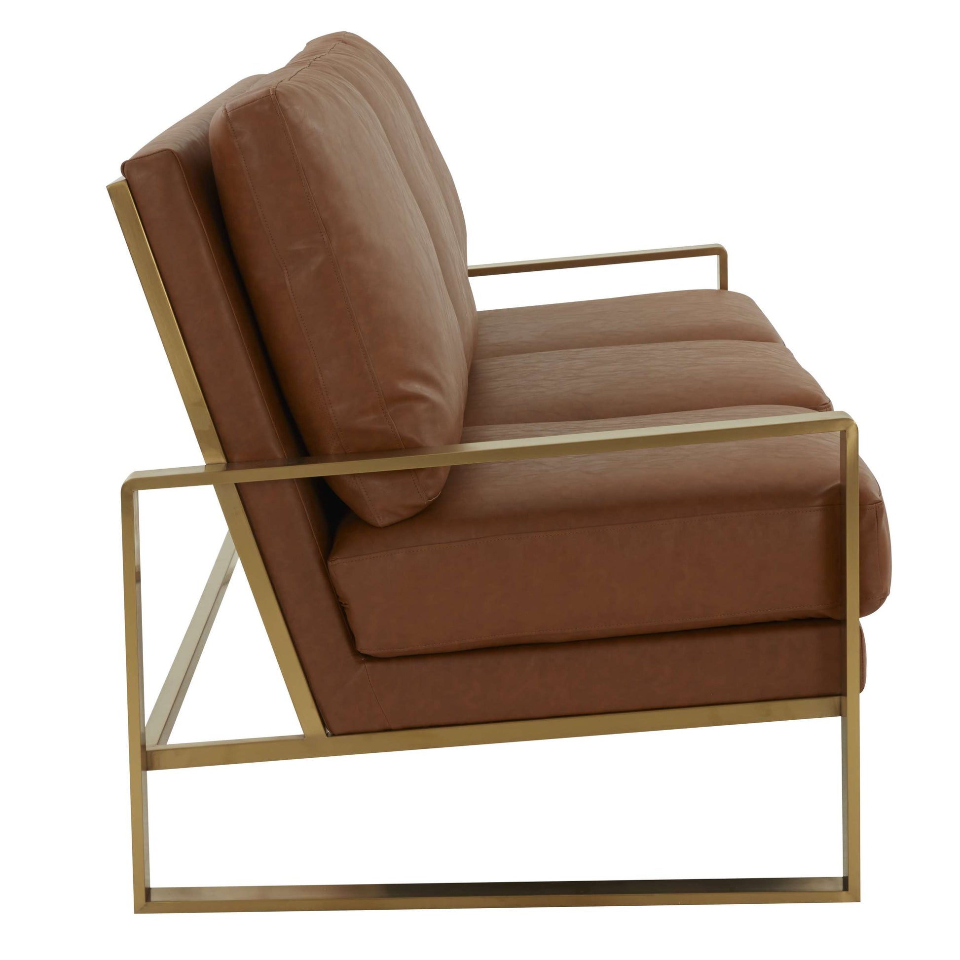 LeisureMod Jefferson Modern Design Leather Sofa With Gold Frame | Sofas | Modishstore - 12