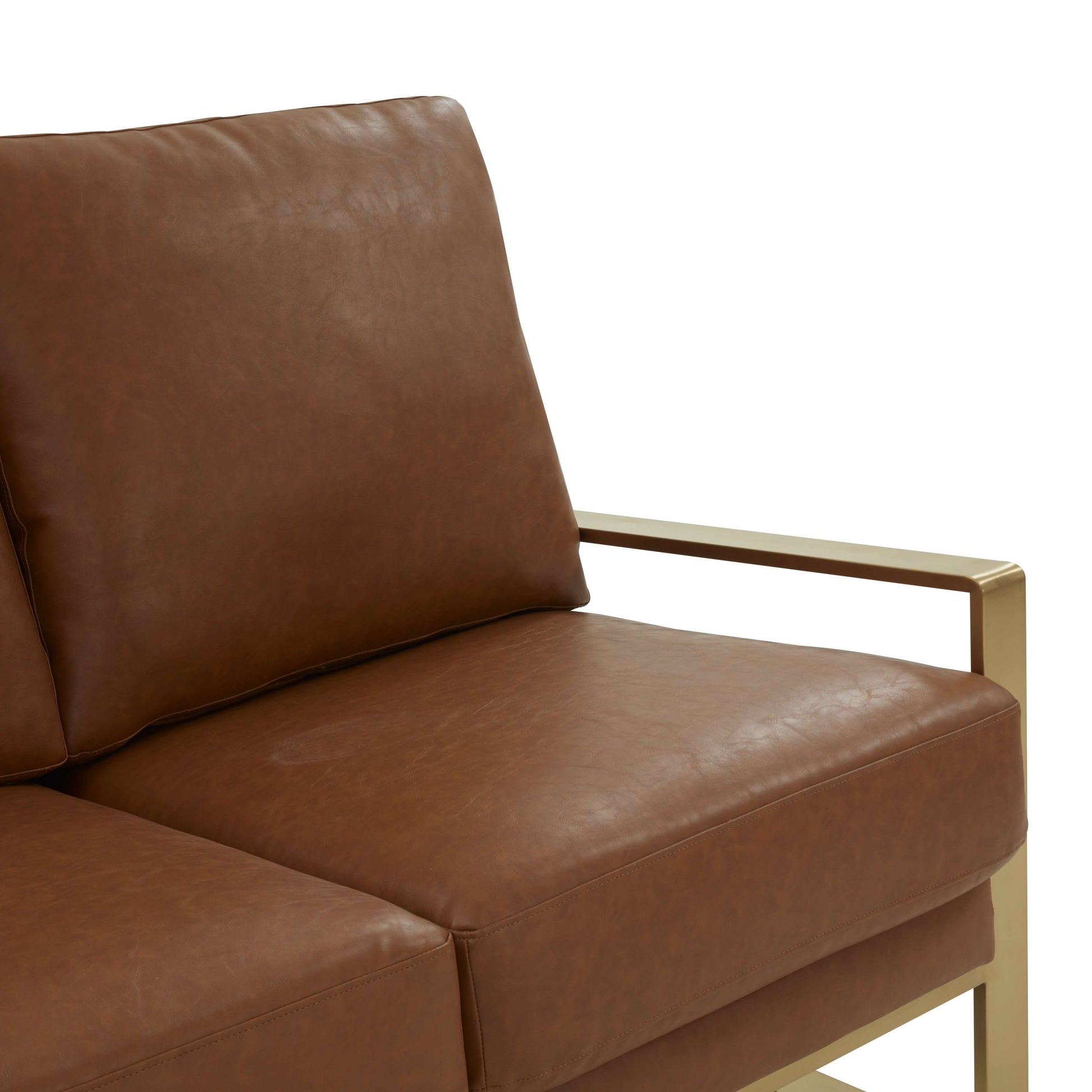 LeisureMod Jefferson Modern Design Leather Sofa With Gold Frame | Sofas | Modishstore - 14