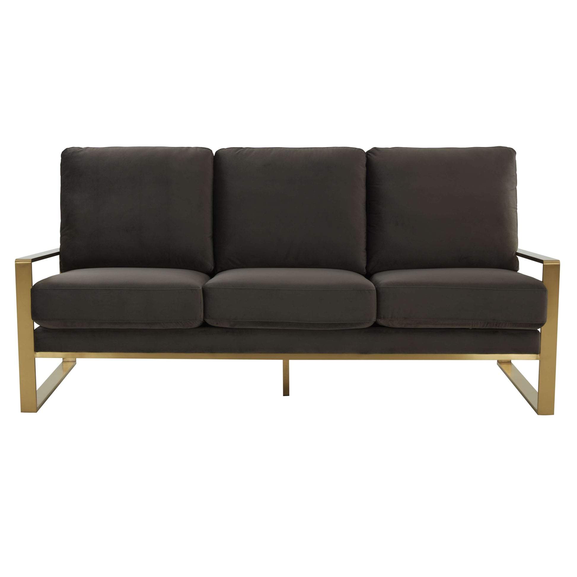LeisureMod Jefferson Contemporary Modern Design Velvet Sofa With Gold Frame. | Sofas | Modishstore - 19