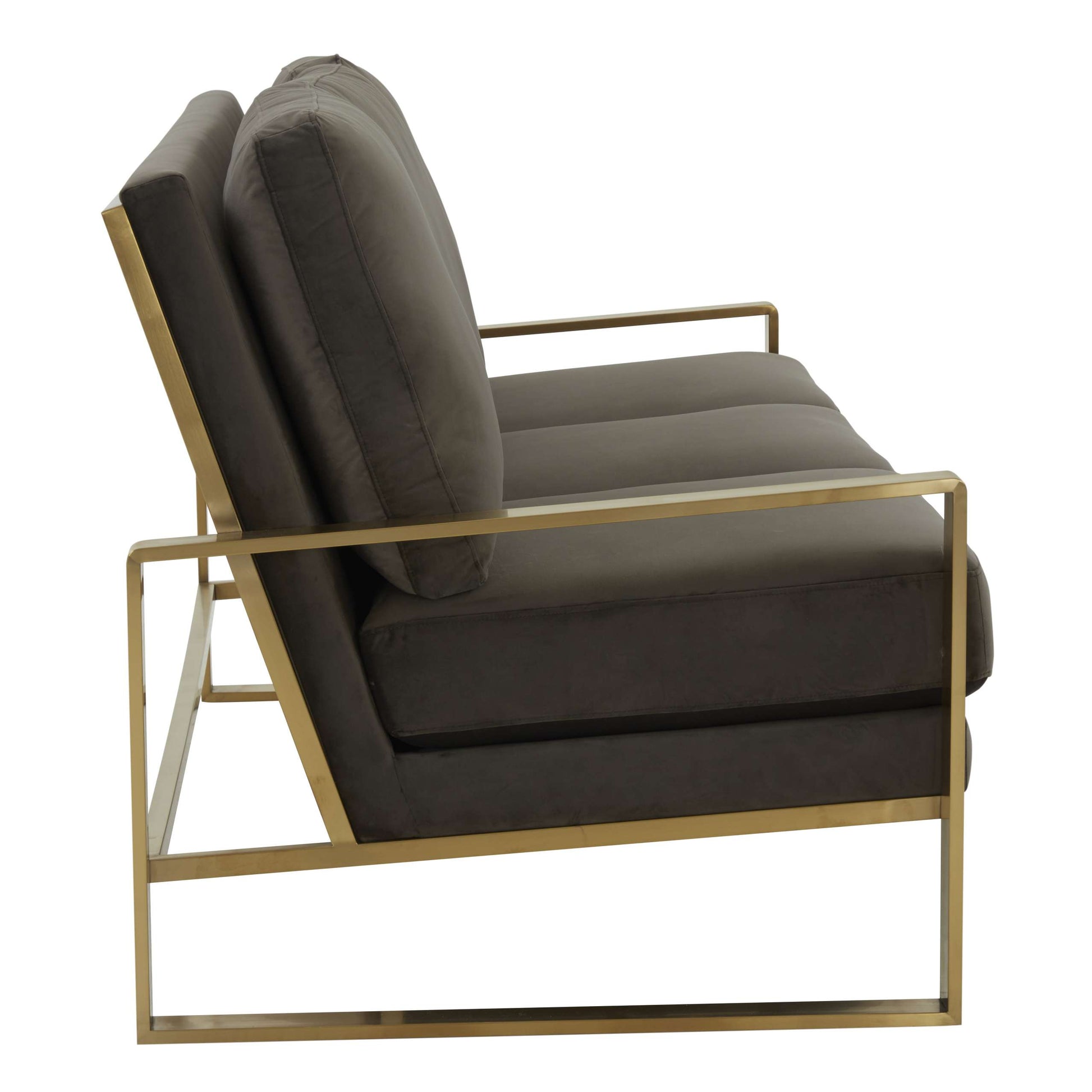 LeisureMod Jefferson Contemporary Modern Design Velvet Sofa With Gold Frame. | Sofas | Modishstore - 17