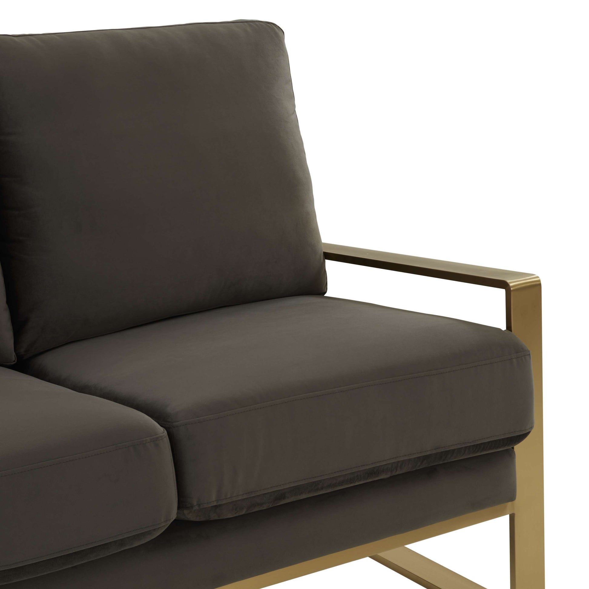 LeisureMod Jefferson Contemporary Modern Design Velvet Sofa With Gold Frame. | Sofas | Modishstore - 20