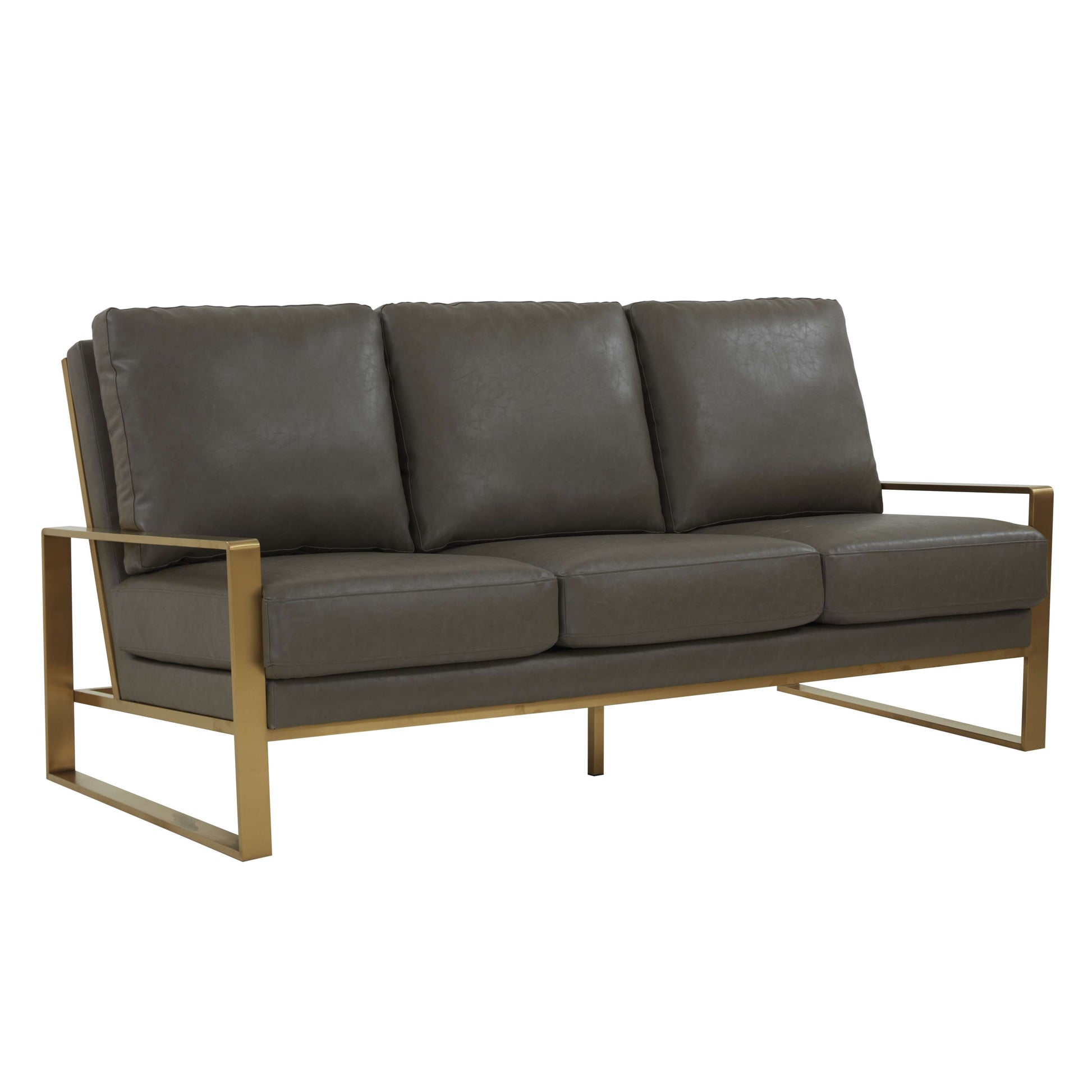 LeisureMod Jefferson Modern Design Leather Sofa With Gold Frame | Sofas | Modishstore - 16