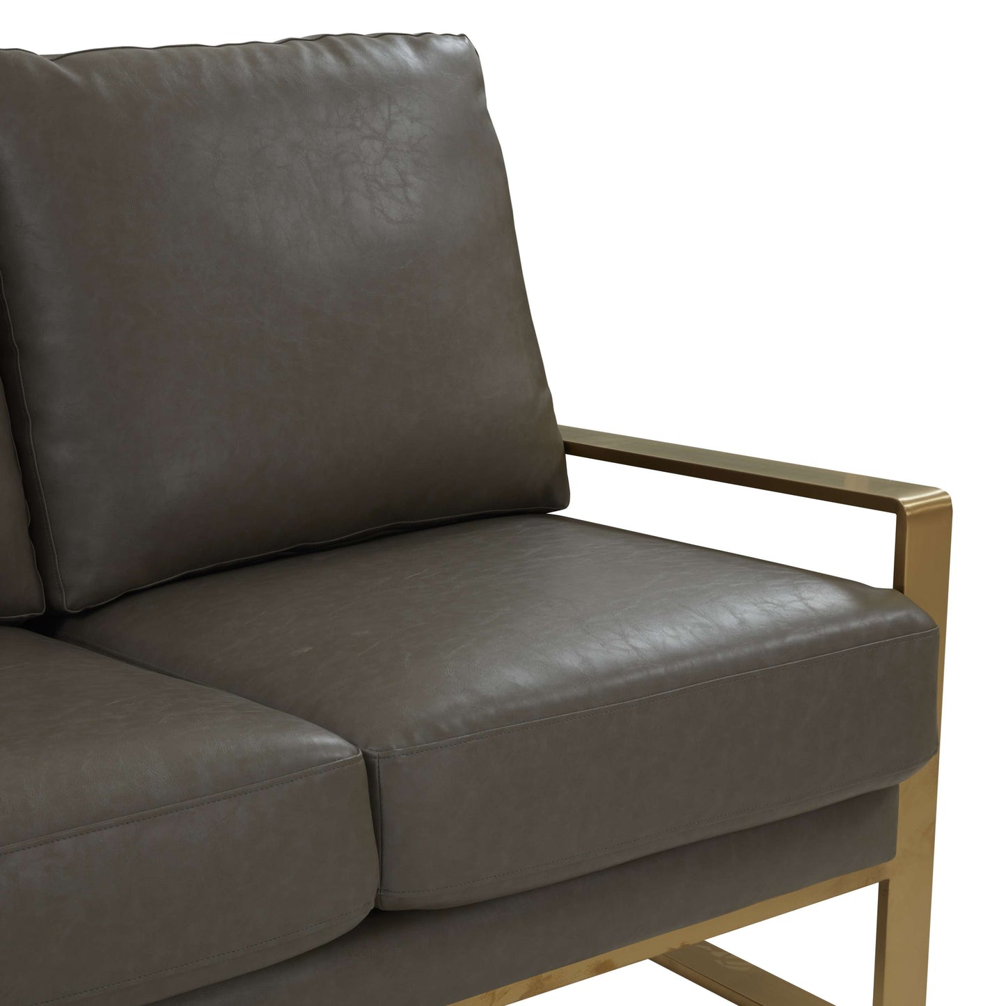 LeisureMod Jefferson Modern Design Leather Sofa With Gold Frame | Sofas | Modishstore - 21