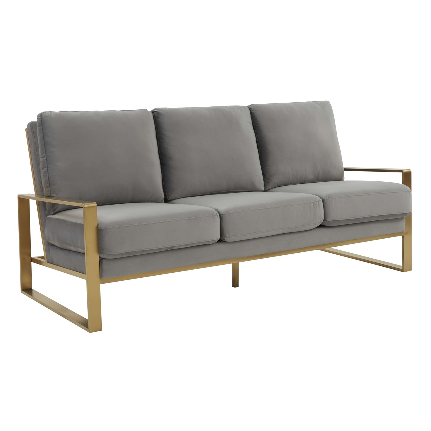 LeisureMod Jefferson Contemporary Modern Design Velvet Sofa With Gold Frame. | Sofas | Modishstore - 26