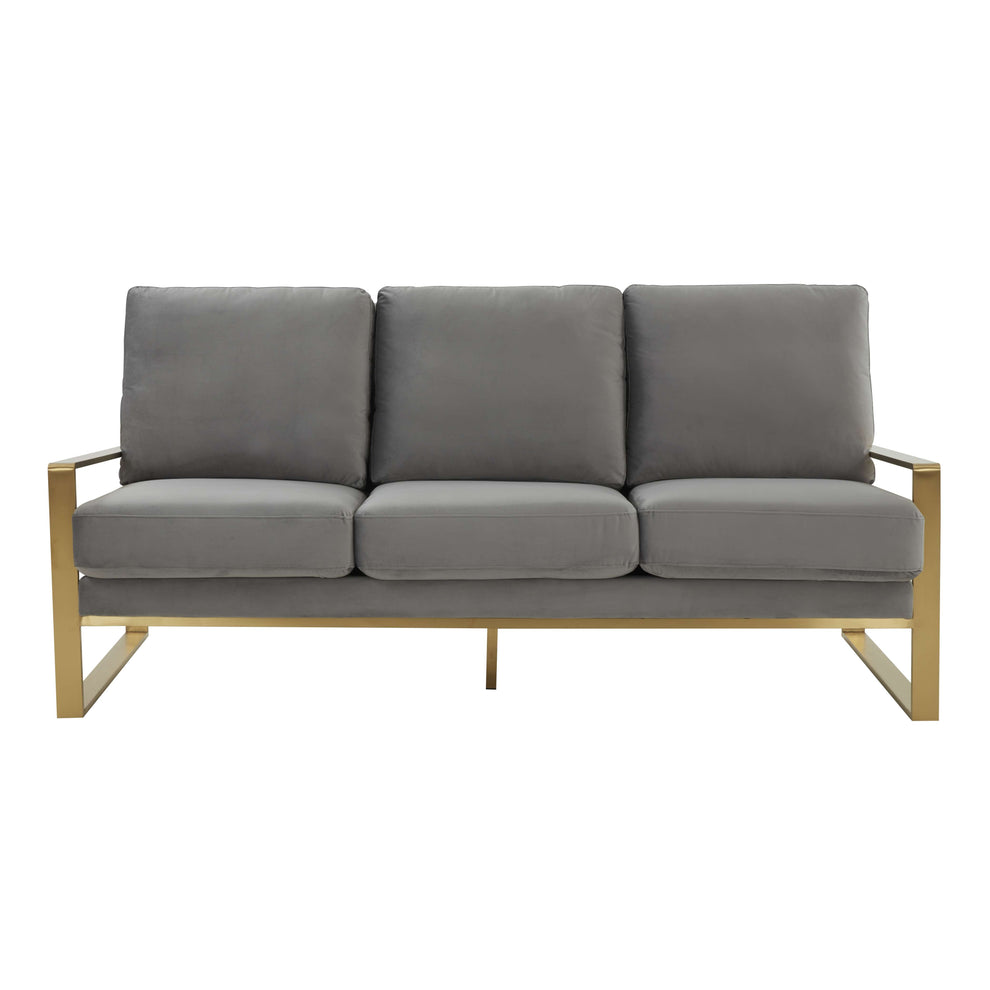 LeisureMod Jefferson Contemporary Modern Design Velvet Sofa With Gold Frame. | Sofas | Modishstore - 27