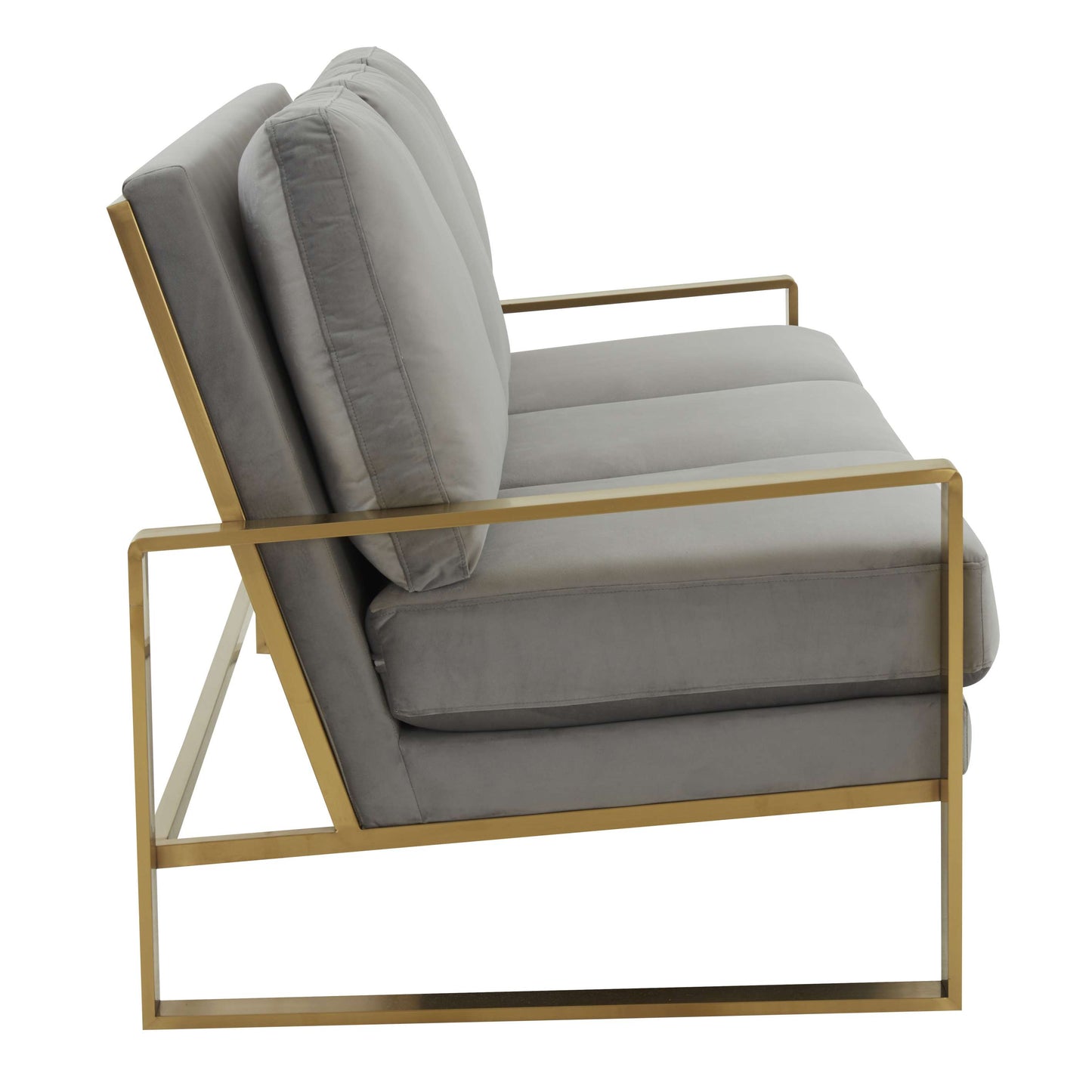 LeisureMod Jefferson Contemporary Modern Design Velvet Sofa With Gold Frame. | Sofas | Modishstore - 25