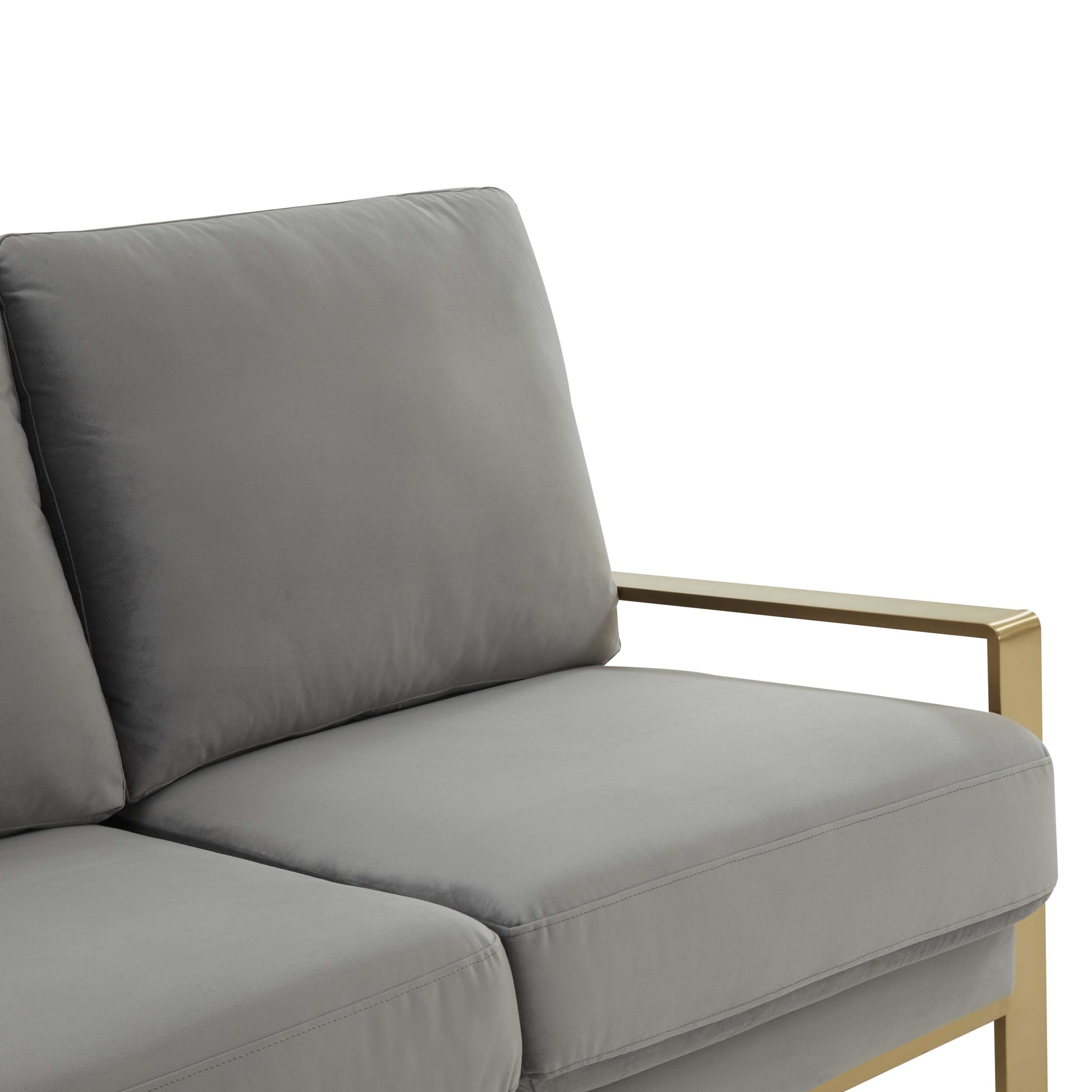 LeisureMod Jefferson Contemporary Modern Design Velvet Sofa With Gold Frame. | Sofas | Modishstore - 23