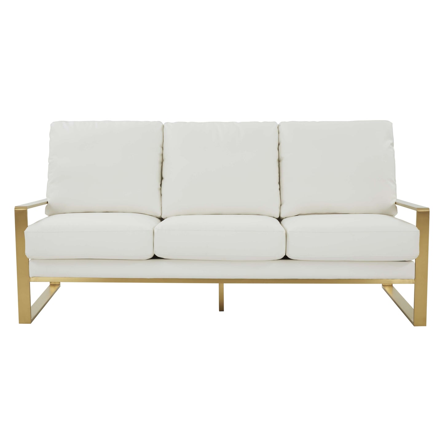 LeisureMod Jefferson Modern Design Leather Sofa With Gold Frame | Sofas | Modishstore - 24