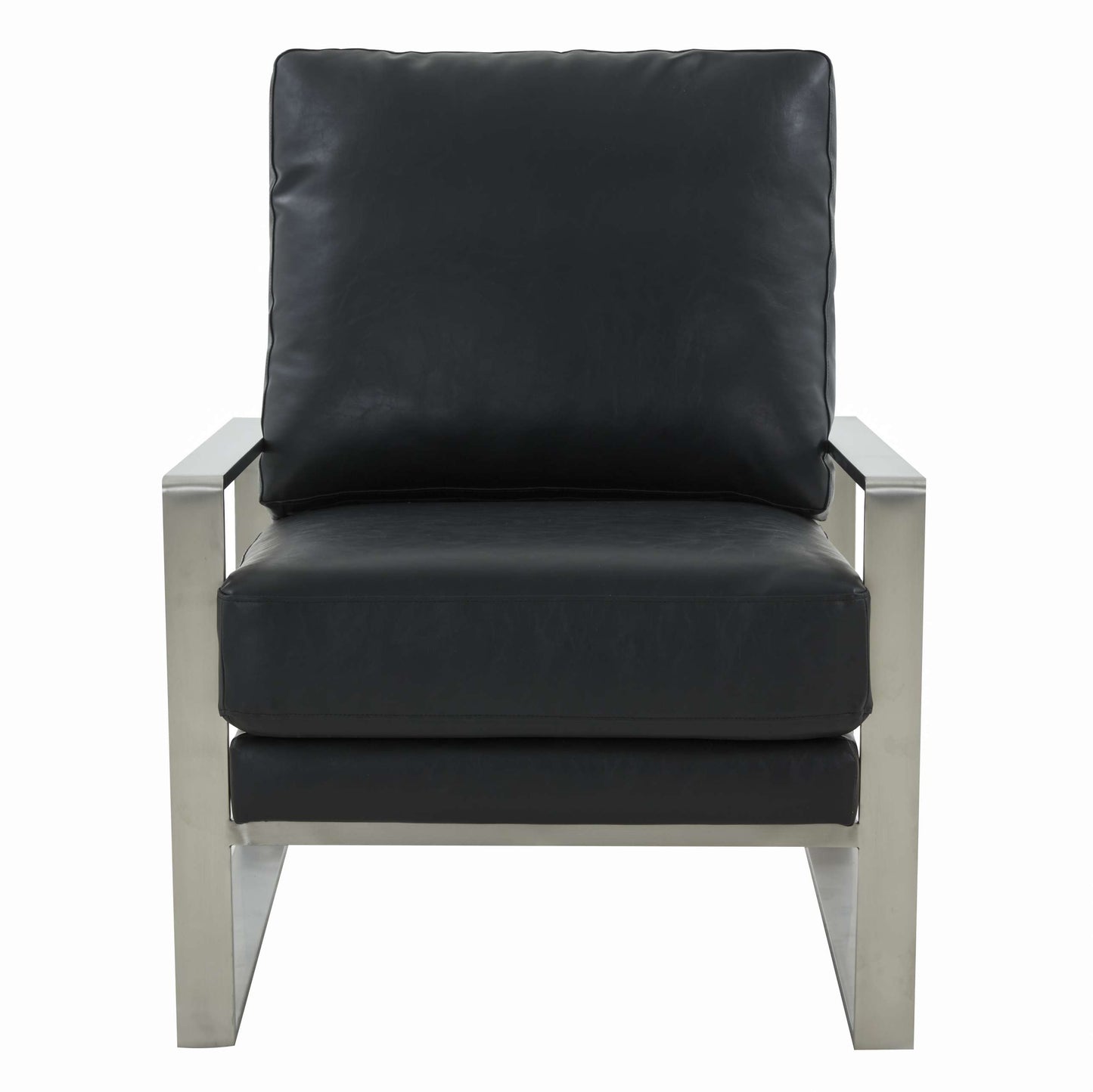 LeisureMod Jefferson Leather Modern Design Accent Armchair With Elegant Silver Frame | Armchairs | Modishstore - 6