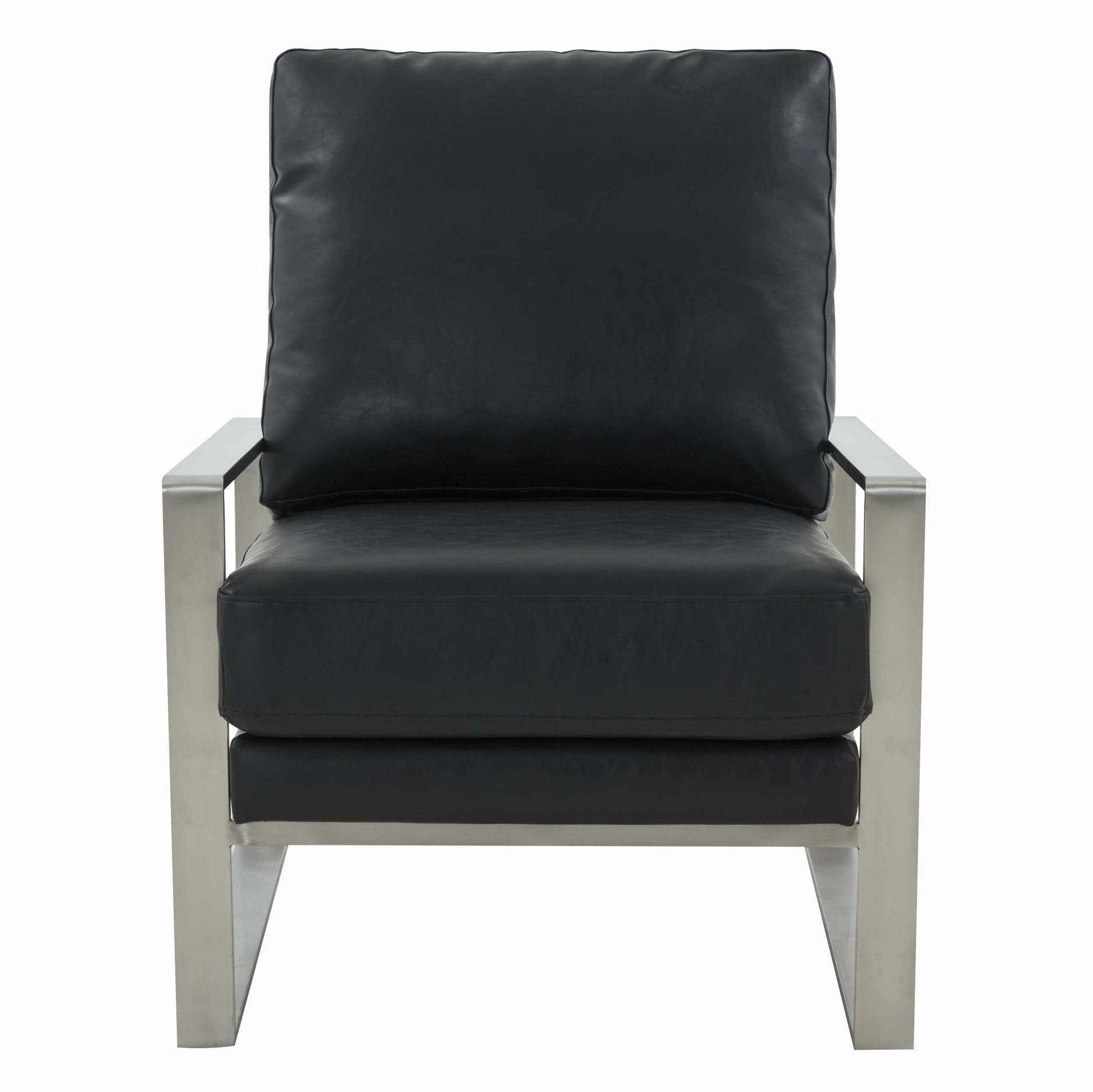 LeisureMod Jefferson Leather Modern Design Accent Armchair With Elegant Silver Frame | Armchairs | Modishstore - 6