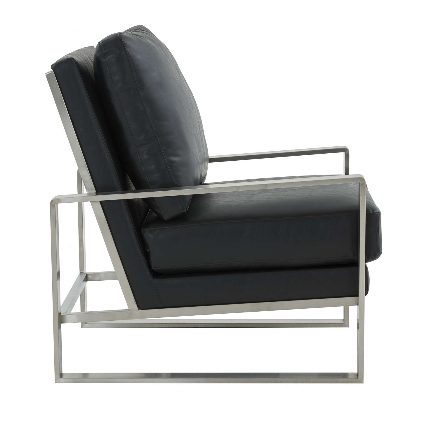 LeisureMod Jefferson Leather Modern Design Accent Armchair With Elegant Silver Frame | Armchairs | Modishstore - 4