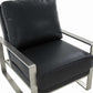 LeisureMod Jefferson Leather Modern Design Accent Armchair With Elegant Silver Frame | Armchairs | Modishstore - 2
