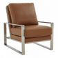 LeisureMod Jefferson Leather Modern Design Accent Armchair With Elegant Silver Frame | Armchairs | Modishstore - 11