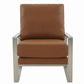 LeisureMod Jefferson Leather Modern Design Accent Armchair With Elegant Silver Frame | Armchairs | Modishstore - 12