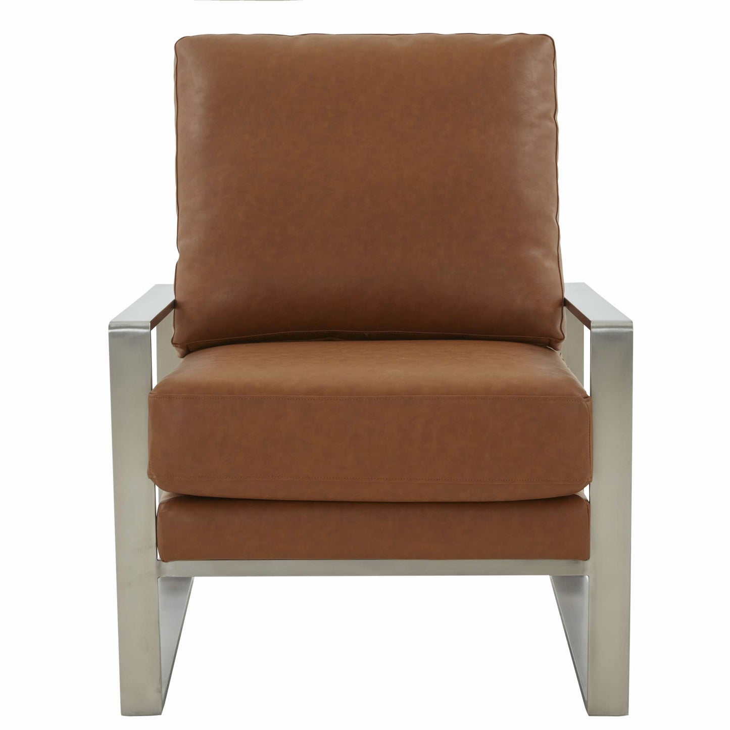 LeisureMod Jefferson Leather Modern Design Accent Armchair With Elegant Silver Frame | Armchairs | Modishstore - 12