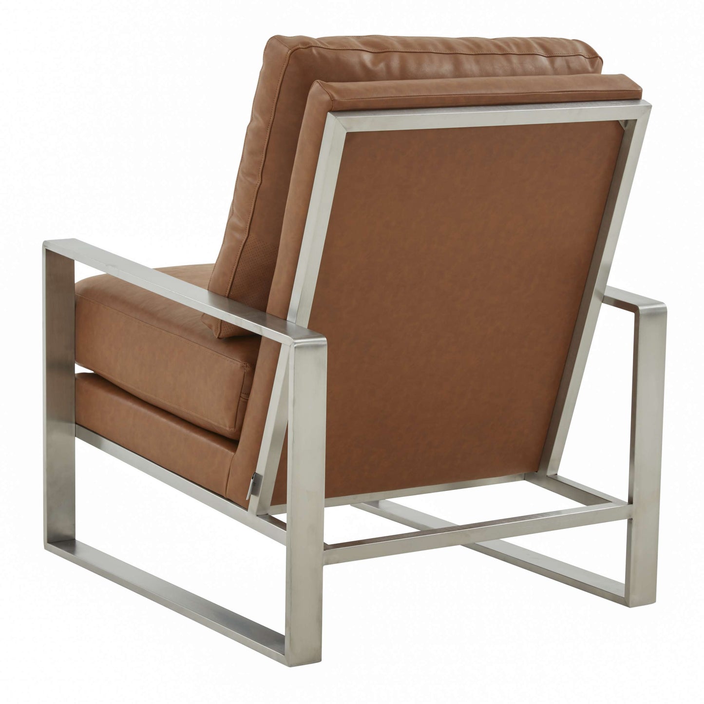 LeisureMod Jefferson Leather Modern Design Accent Armchair With Elegant Silver Frame | Armchairs | Modishstore - 9