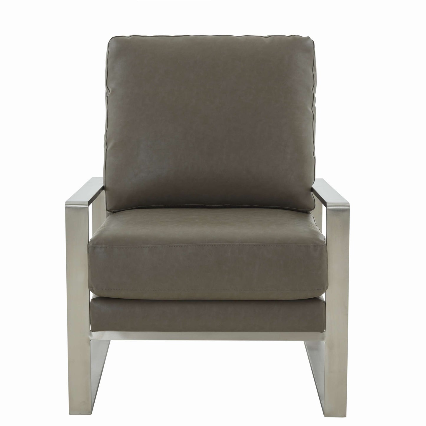 LeisureMod Jefferson Leather Modern Design Accent Armchair With Elegant Silver Frame | Armchairs | Modishstore - 18