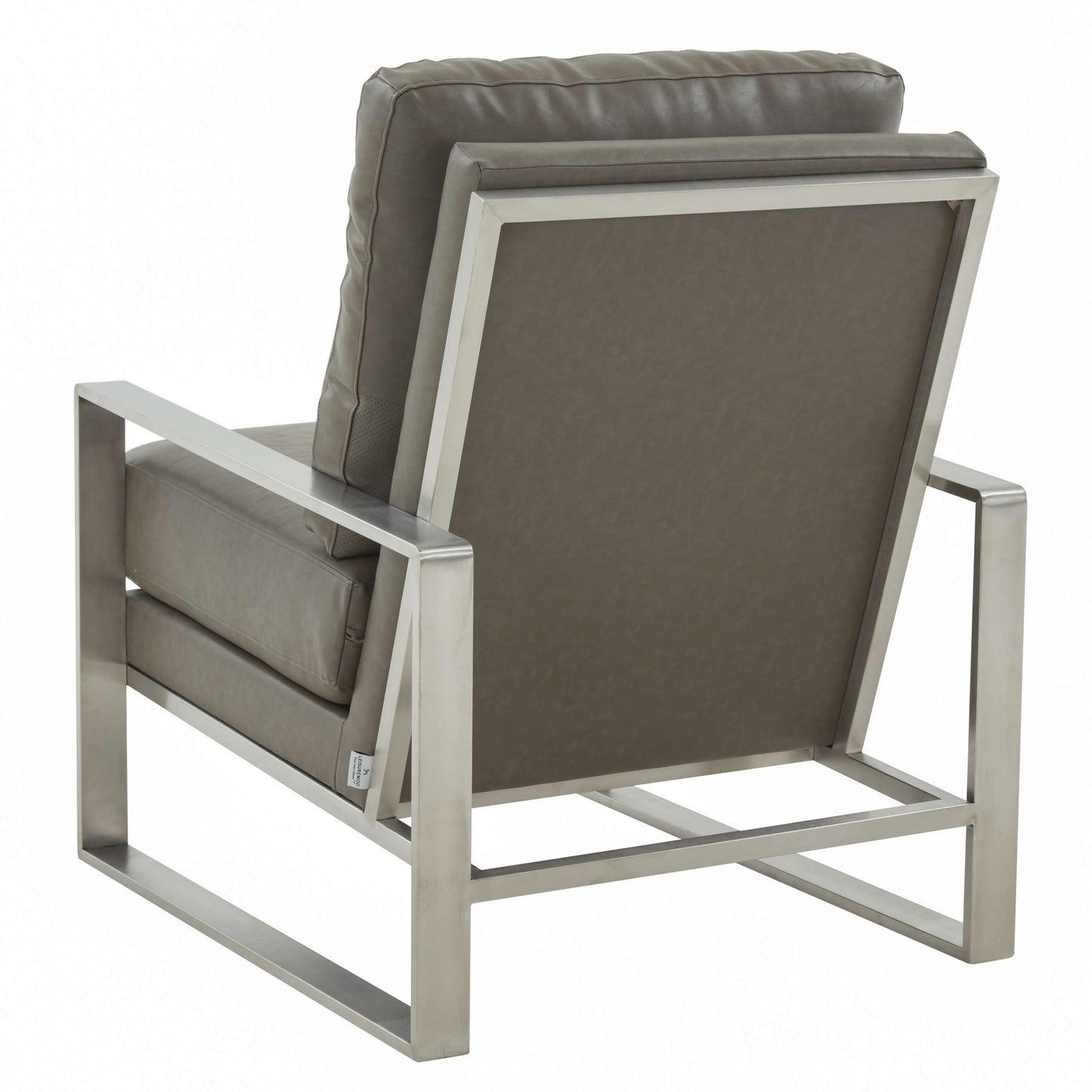 LeisureMod Jefferson Leather Modern Design Accent Armchair With Elegant Silver Frame | Armchairs | Modishstore - 15