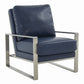 LeisureMod Jefferson Leather Modern Design Accent Armchair With Elegant Silver Frame | Armchairs | Modishstore - 23