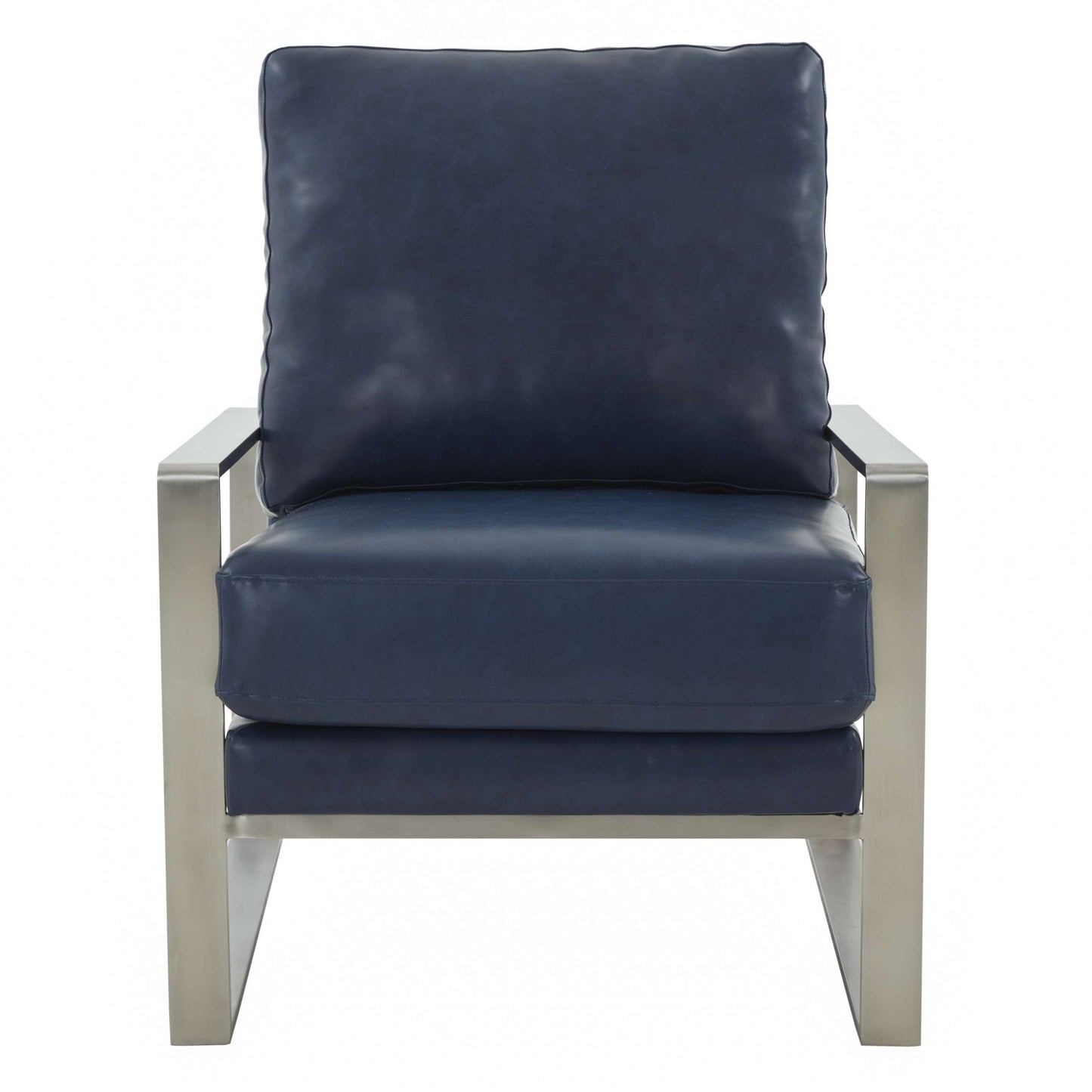 LeisureMod Jefferson Leather Modern Design Accent Armchair With Elegant Silver Frame | Armchairs | Modishstore - 24
