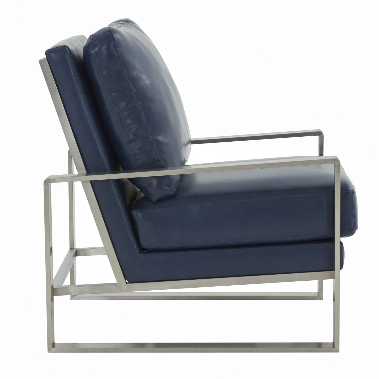 LeisureMod Jefferson Leather Modern Design Accent Armchair With Elegant Silver Frame | Armchairs | Modishstore - 22