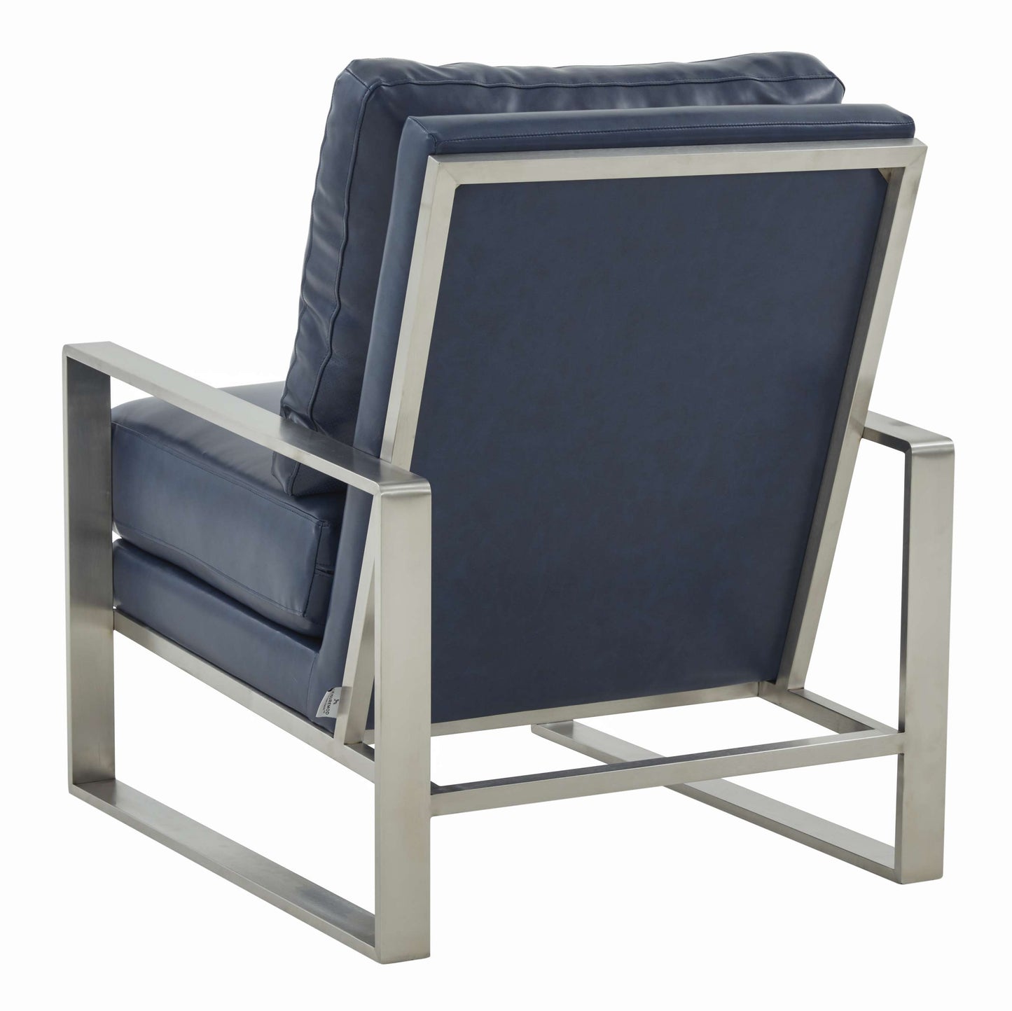 LeisureMod Jefferson Leather Modern Design Accent Armchair With Elegant Silver Frame | Armchairs | Modishstore - 21