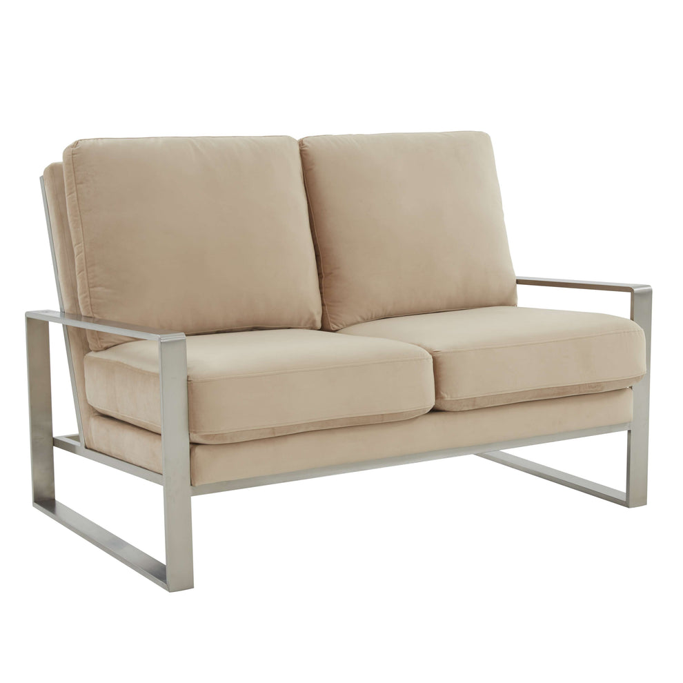 Leisuremod Jefferson Contemporary Modern Velvet Loveseat With Silver Frame | Loveseats | Modishstore - 5