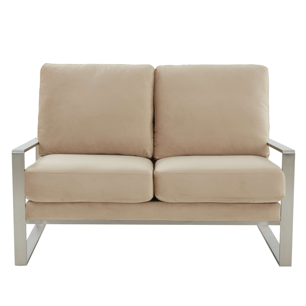 Leisuremod Jefferson Contemporary Modern Velvet Loveseat With Silver Frame | Loveseats | Modishstore - 6