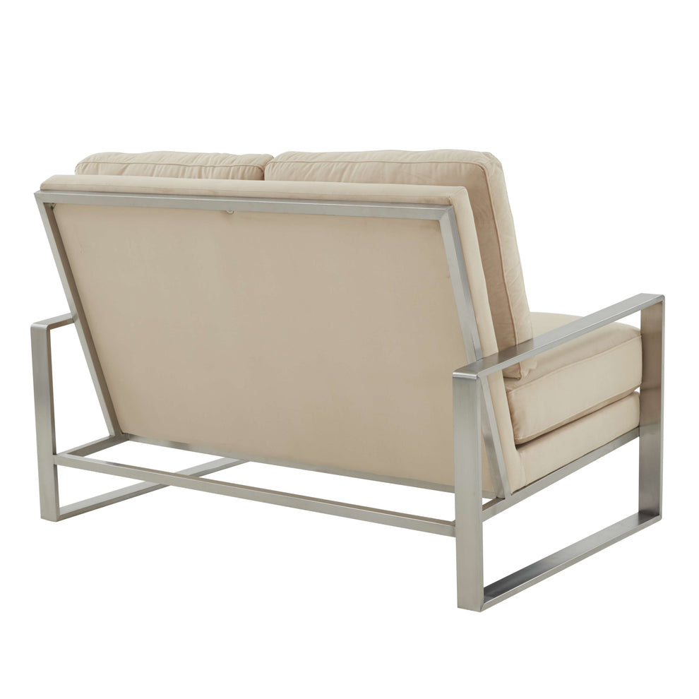 Leisuremod Jefferson Contemporary Modern Velvet Loveseat With Silver Frame | Loveseats | Modishstore - 3