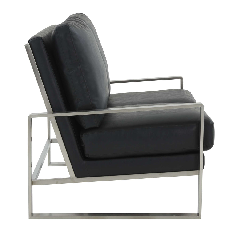 Leisuremod Jefferson Contemporary Modern Faux Leather Loveseat With Silver Frame | Loveseats | Modishstore - 4