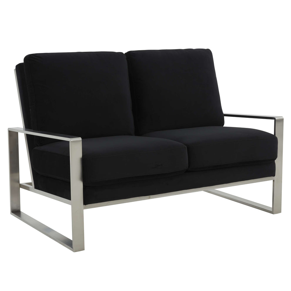 Leisuremod Jefferson Contemporary Modern Velvet Loveseat With Silver Frame | Loveseats | Modishstore - 11