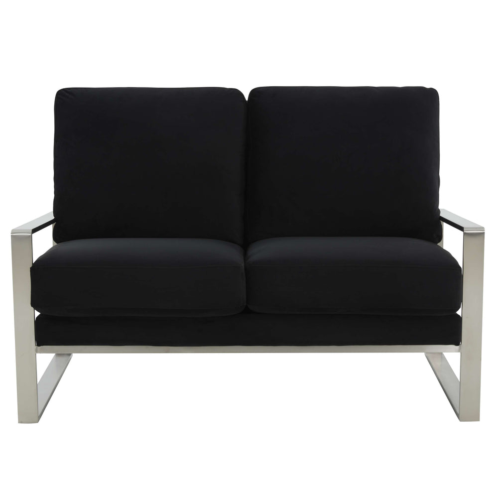 Leisuremod Jefferson Contemporary Modern Velvet Loveseat With Silver Frame | Loveseats | Modishstore - 12