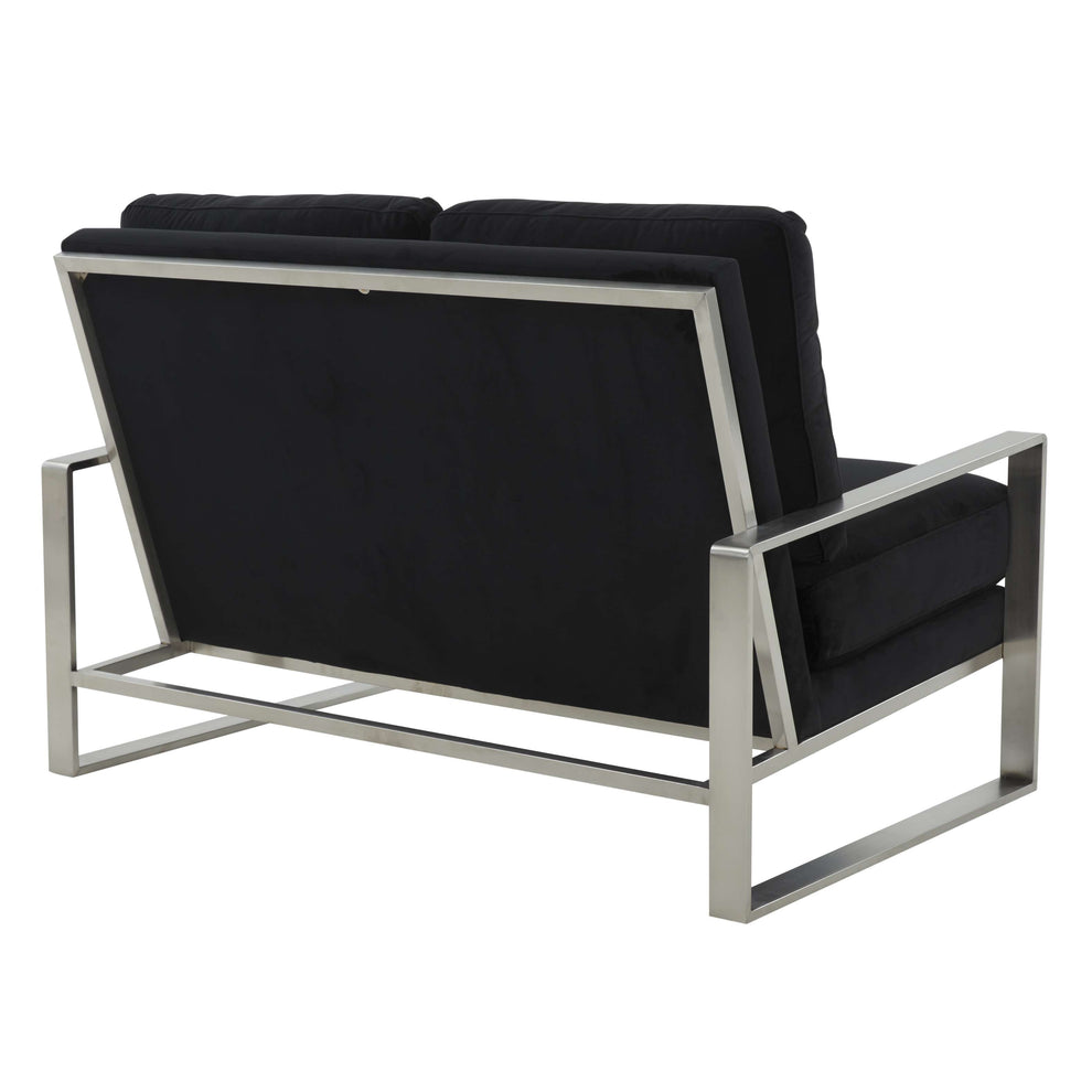 Leisuremod Jefferson Contemporary Modern Velvet Loveseat With Silver Frame | Loveseats | Modishstore - 9