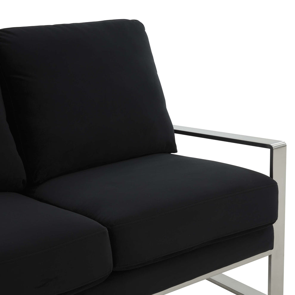 Leisuremod Jefferson Contemporary Modern Velvet Loveseat With Silver Frame | Loveseats | Modishstore - 13