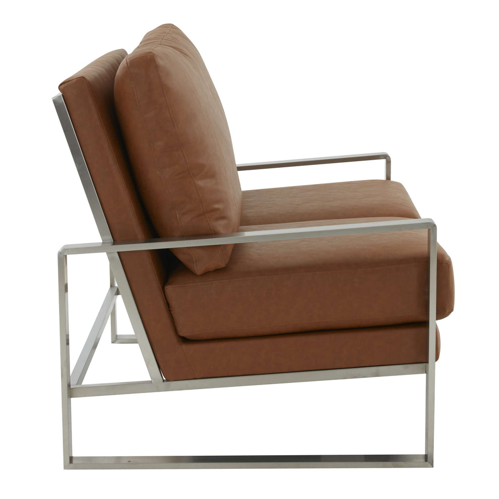 Leisuremod Jefferson Contemporary Modern Faux Leather Loveseat With Silver Frame | Loveseats | Modishstore - 10