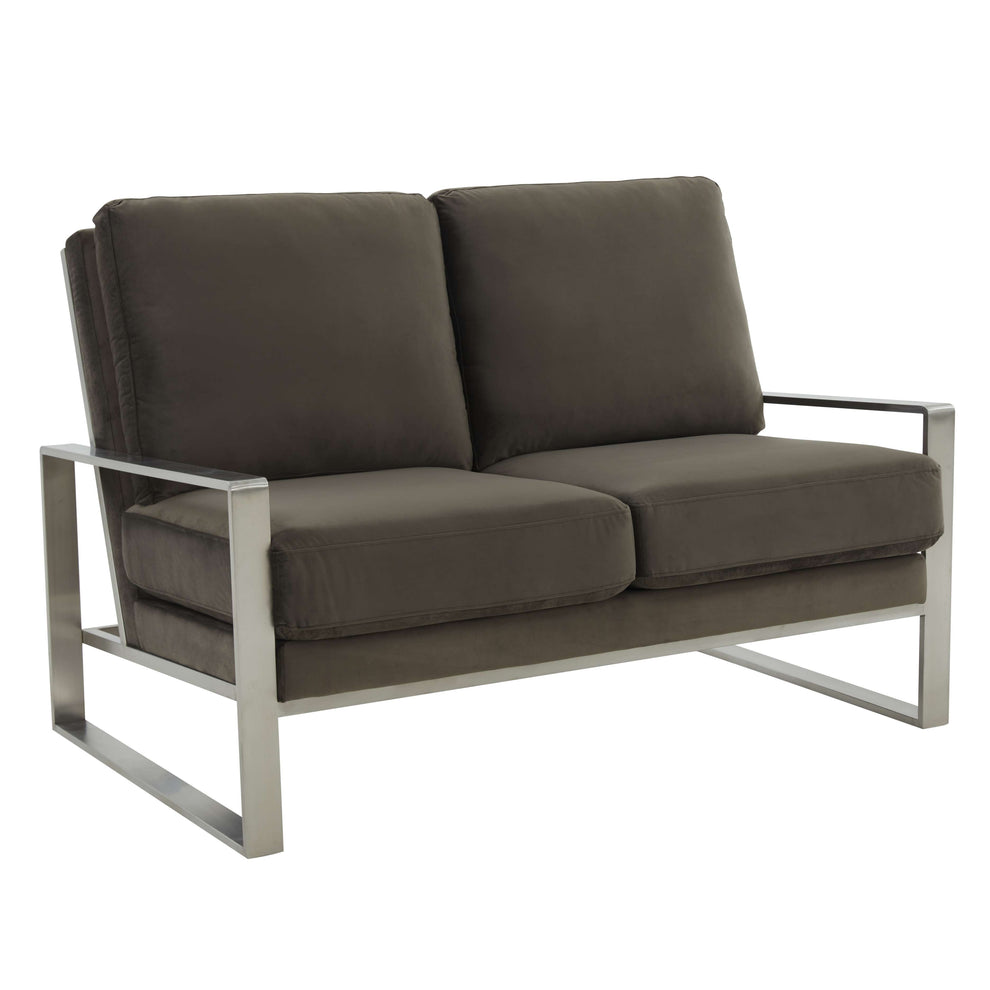 Leisuremod Jefferson Contemporary Modern Velvet Loveseat With Silver Frame | Loveseats | Modishstore - 17