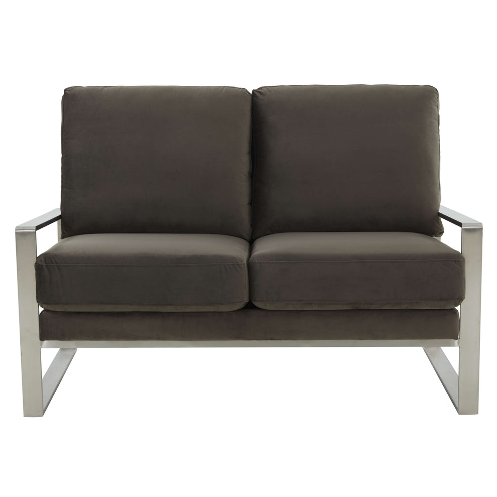 Leisuremod Jefferson Contemporary Modern Velvet Loveseat With Silver Frame | Loveseats | Modishstore - 18