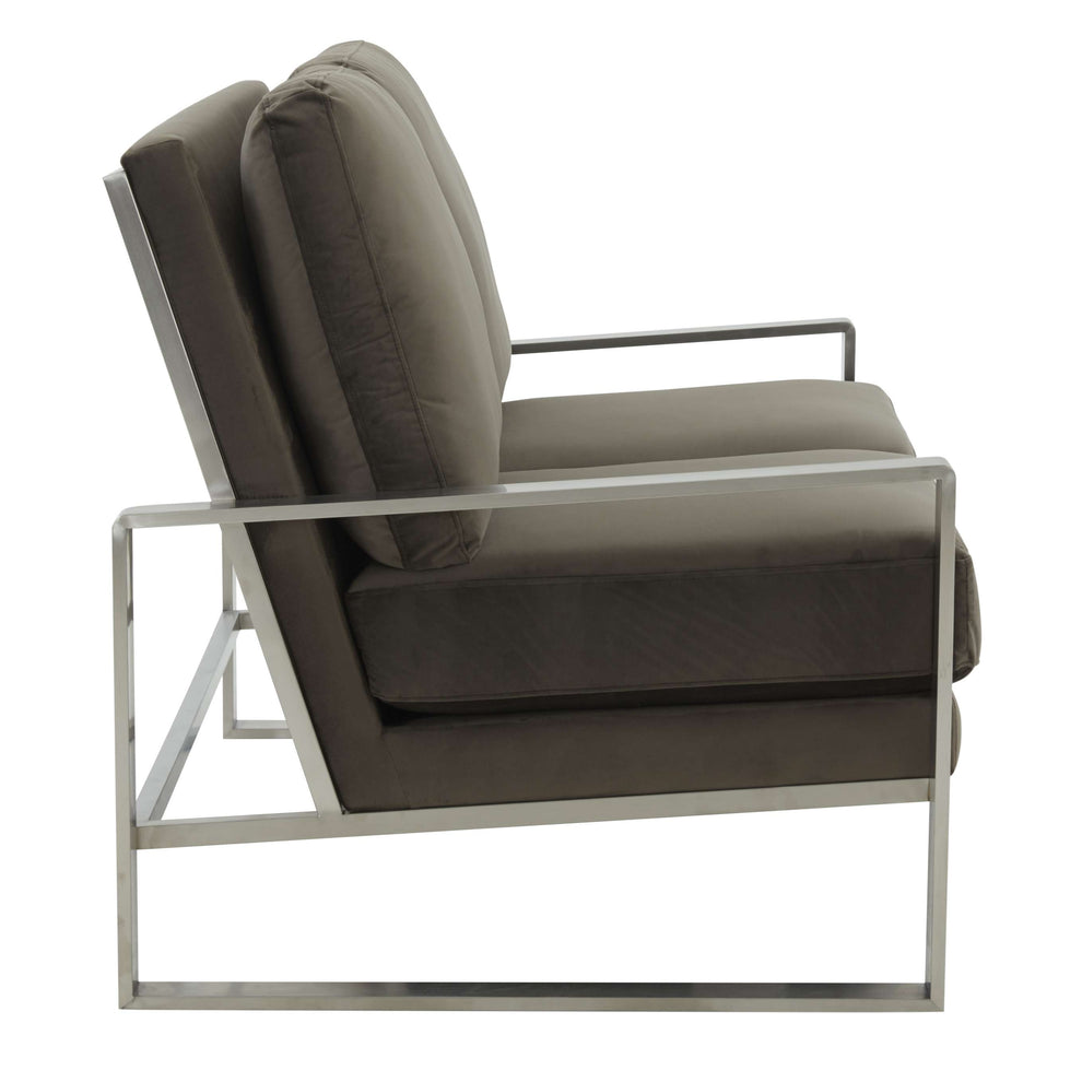 Leisuremod Jefferson Contemporary Modern Velvet Loveseat With Silver Frame | Loveseats | Modishstore - 16
