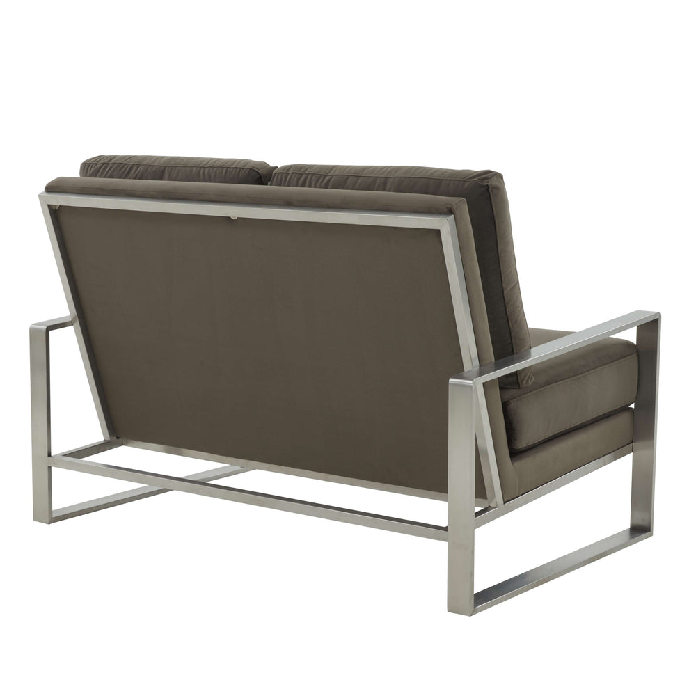 Leisuremod Jefferson Contemporary Modern Velvet Loveseat With Silver Frame | Loveseats | Modishstore - 15