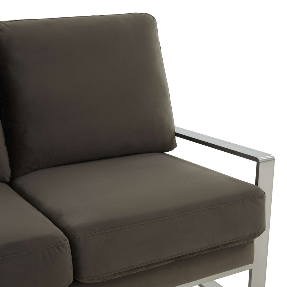 Leisuremod Jefferson Contemporary Modern Velvet Loveseat With Silver Frame | Loveseats | Modishstore - 19
