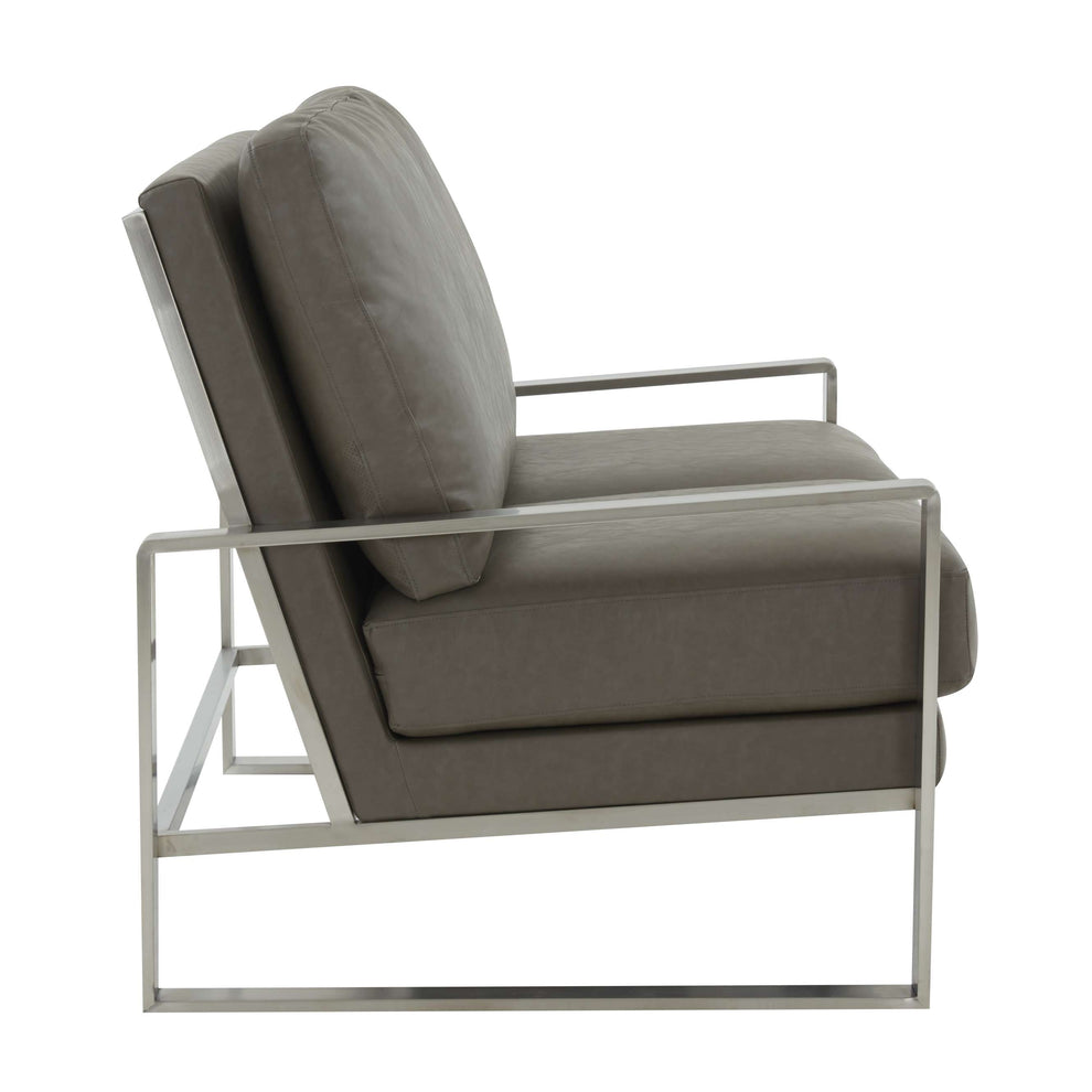 Leisuremod Jefferson Contemporary Modern Faux Leather Loveseat With Silver Frame | Loveseats | Modishstore - 17