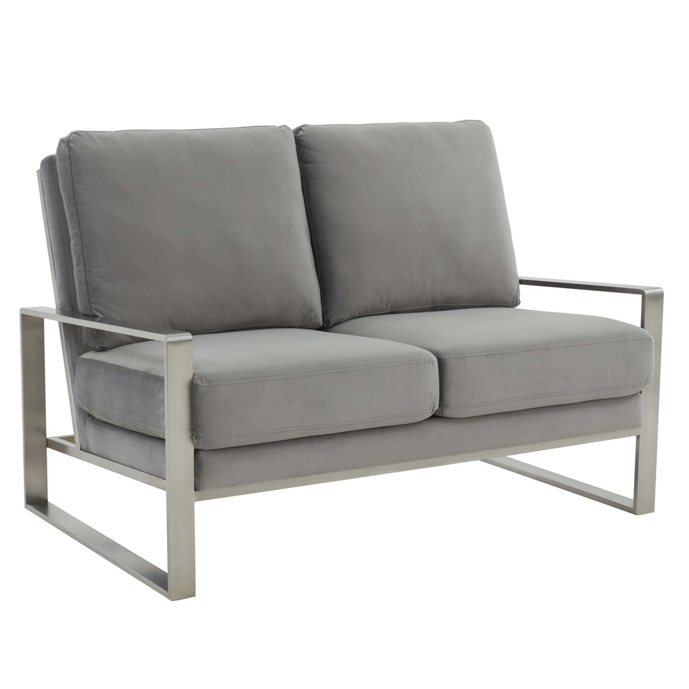 Leisuremod Jefferson Contemporary Modern Velvet Loveseat With Silver Frame | Loveseats | Modishstore - 29