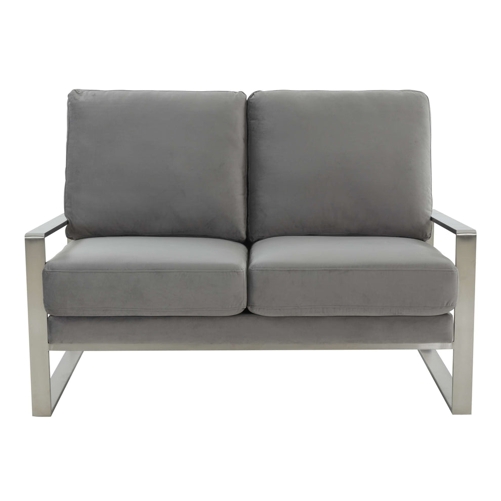 Leisuremod Jefferson Contemporary Modern Velvet Loveseat With Silver Frame | Loveseats | Modishstore - 30