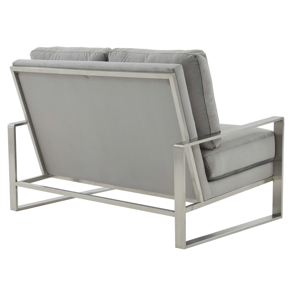 Leisuremod Jefferson Contemporary Modern Velvet Loveseat With Silver Frame | Loveseats | Modishstore - 21