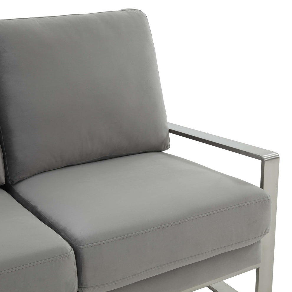 Leisuremod Jefferson Contemporary Modern Velvet Loveseat With Silver Frame | Loveseats | Modishstore - 31