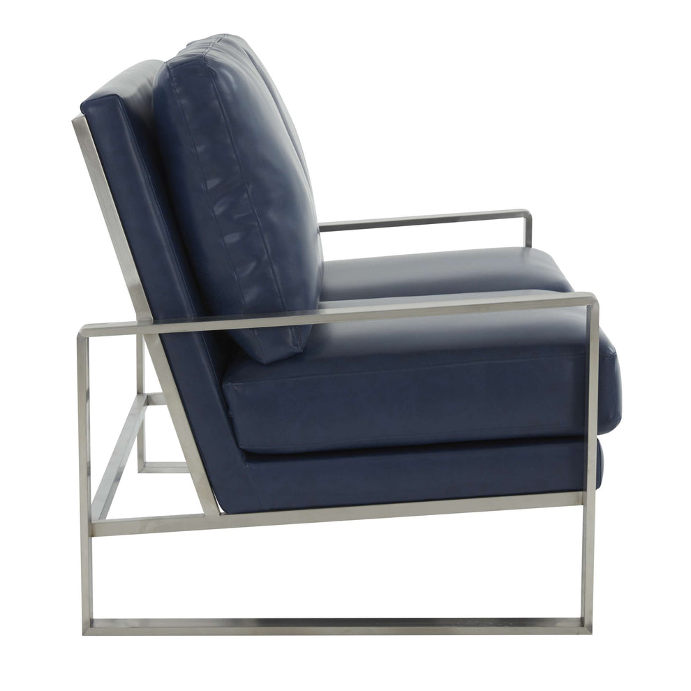 Leisuremod Jefferson Contemporary Modern Faux Leather Loveseat With Silver Frame | Loveseats | Modishstore - 23