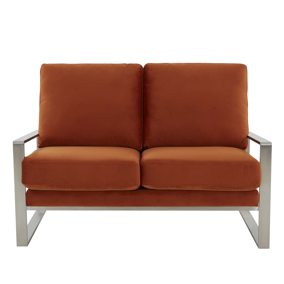 Leisuremod Jefferson Contemporary Modern Velvet Loveseat With Silver Frame | Loveseats | Modishstore - 37
